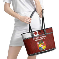 Tongan Culture Leather Tote Bag Ngatu Art Tattoo and Emblem of Tonga LT03 - Polynesian Pride