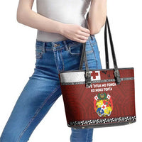 Tongan Culture Leather Tote Bag Ngatu Art Tattoo and Emblem of Tonga LT03 - Polynesian Pride
