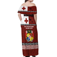 Tongan Culture Off Shoulder Maxi Dress Ngatu Art Tattoo and Emblem of Tonga LT03 - Polynesian Pride