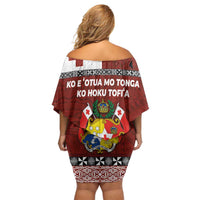 Tongan Culture Off Shoulder Short Dress Ngatu Art Tattoo and Emblem of Tonga LT03 - Polynesian Pride