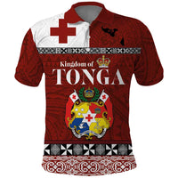 Tongan Culture Polo Shirt Ngatu Art Tattoo and Emblem of Tonga LT03 Red - Polynesian Pride