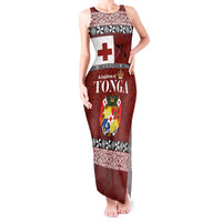 Tongan Culture Tank Maxi Dress Ngatu Art Tattoo and Emblem of Tonga LT03 Women Red - Polynesian Pride