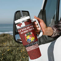Tongan Culture Tumbler With Handle Ngatu Art Tattoo and Emblem of Tonga LT03 - Polynesian Pride