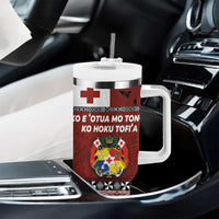 Tongan Culture Tumbler With Handle Ngatu Art Tattoo and Emblem of Tonga LT03 - Polynesian Pride