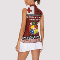 Tongan Culture Women Sleeveless Polo Shirt Ngatu Art Tattoo and Emblem of Tonga LT03 - Polynesian Pride