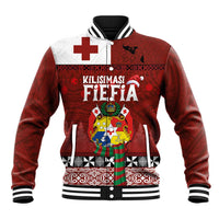 Tongan Christmas Baseball Jacket Kilisimasi Fiefia with Ngatu Art Tattoo LT03 Unisex Red - Polynesian Pride
