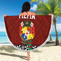 Tongan Christmas Beach Blanket Kilisimasi Fiefia with Ngatu Art Tattoo LT03 - Polynesian Pride