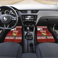 Tongan Christmas Car Mats Kilisimasi Fiefia with Ngatu Art Tattoo LT03 Set 2pcs - Front Red - Polynesian Pride