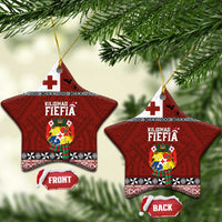 Tongan Christmas Ceramic Ornament Kilisimasi Fiefia with Ngatu Art Tattoo LT03 Star Red - Polynesian Pride
