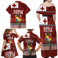 Tongan Christmas Family Matching Off Shoulder Maxi Dress and Hawaiian Shirt Kilisimasi Fiefia with Ngatu Art Tattoo LT03 - Polynesian Pride