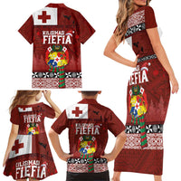 Tongan Christmas Family Matching Short Sleeve Bodycon Dress and Hawaiian Shirt Kilisimasi Fiefia with Ngatu Art Tattoo LT03 - Polynesian Pride