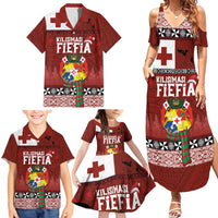 Tongan Christmas Family Matching Summer Maxi Dress and Hawaiian Shirt Kilisimasi Fiefia with Ngatu Art Tattoo LT03 - Polynesian Pride
