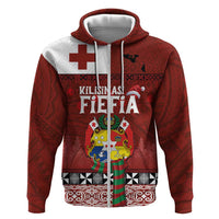Tongan Christmas Hoodie Kilisimasi Fiefia with Ngatu Art Tattoo LT03 Zip Hoodie Red - Polynesian Pride