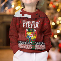 Tongan Christmas Kid Ugly Christmas Sweater Kilisimasi Fiefia with Ngatu Art Tattoo LT03 - Polynesian Pride