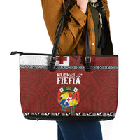 Tongan Christmas Leather Tote Bag Kilisimasi Fiefia with Ngatu Art Tattoo LT03 - Polynesian Pride