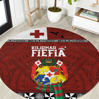 Tongan Christmas Round Carpet Kilisimasi Fiefia with Ngatu Art Tattoo LT03 Red - Polynesian Pride