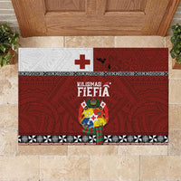Tongan Christmas Rubber Doormat Kilisimasi Fiefia with Ngatu Art Tattoo LT03 Red - Polynesian Pride