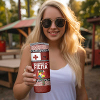 Tongan Christmas Skinny Tumbler Kilisimasi Fiefia with Ngatu Art Tattoo LT03 - Polynesian Pride