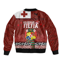 Tongan Christmas Sleeve Zip Bomber Jacket Kilisimasi Fiefia with Ngatu Art Tattoo LT03 - Polynesian Pride