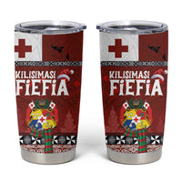 Tongan Christmas Tumbler Cup Kilisimasi Fiefia with Ngatu Art Tattoo LT03 Red - Polynesian Pride