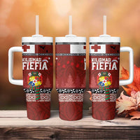 Tongan Christmas Tumbler With Handle Kilisimasi Fiefia with Ngatu Art Tattoo LT03 - Polynesian Pride