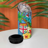 Fijians Iguana Tagimoucia Christmas 4 in 1 Can Cooler Tumbler Christmas Palm Tree and Hibiscus LT03 - Polynesian Pride