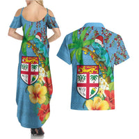 Fijians Iguana Tagimoucia Christmas Couples Matching Summer Maxi Dress and Hawaiian Shirt Christmas Palm Tree and Hibiscus LT03 - Polynesian Pride