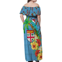Fijians Iguana Tagimoucia Christmas Family Matching Off Shoulder Maxi Dress and Hawaiian Shirt Christmas Palm Tree and Hibiscus LT03 - Polynesian Pride