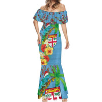 Fijians Iguana Tagimoucia Christmas Mermaid Dress Christmas Palm Tree and Hibiscus LT03 - Polynesian Pride