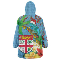 Fijians Iguana Tagimoucia Christmas Wearable Blanket Hoodie Christmas Palm Tree and Hibiscus LT03 - Polynesian Pride