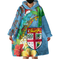 Fijians Iguana Tagimoucia Christmas Wearable Blanket Hoodie Christmas Palm Tree and Hibiscus LT03 - Polynesian Pride
