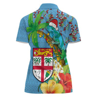 Fijians Iguana Tagimoucia Christmas Women Polo Shirt Christmas Palm Tree and Hibiscus LT03 - Polynesian Pride