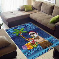 The Funny Santa Wears Sulu Christmas Area Rug Fijian Christmas Palm Tree With Masi Art Tattoo LT03 - Polynesian Pride