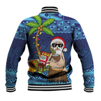The Funny Santa Wears Sulu Christmas Baseball Jacket Fijian Christmas Palm Tree With Masi Art Tattoo LT03 - Polynesian Pride