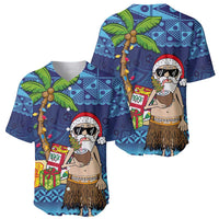 The Funny Santa Wears Sulu Christmas Baseball Jersey Fijian Christmas Palm Tree With Masi Art Tattoo LT03 - Polynesian Pride