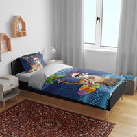 The Funny Santa Wears Sulu Christmas Bedding Set Fijian Christmas Palm Tree With Masi Art Tattoo LT03 - Polynesian Pride