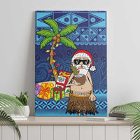 The Funny Santa Wears Sulu Christmas Canvas Wall Art Fijian Christmas Palm Tree With Masi Art Tattoo LT03 - Polynesian Pride