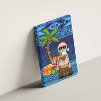 The Funny Santa Wears Sulu Christmas Canvas Wall Art Fijian Christmas Palm Tree With Masi Art Tattoo LT03 - Polynesian Pride