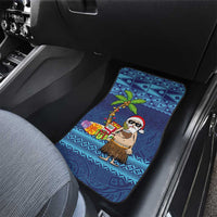 The Funny Santa Wears Sulu Christmas Car Mats Fijian Christmas Palm Tree With Masi Art Tattoo LT03 - Polynesian Pride