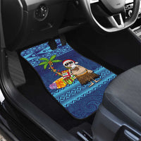 The Funny Santa Wears Sulu Christmas Car Mats Fijian Christmas Palm Tree With Masi Art Tattoo LT03 - Polynesian Pride