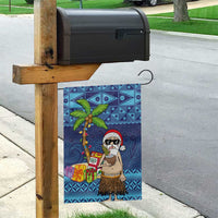 The Funny Santa Wears Sulu Christmas Garden Flag Fijian Christmas Palm Tree With Masi Art Tattoo LT03 - Polynesian Pride