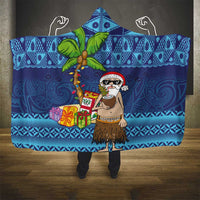 The Funny Santa Wears Sulu Christmas Hooded Blanket Fijian Christmas Palm Tree With Masi Art Tattoo LT03 - Polynesian Pride