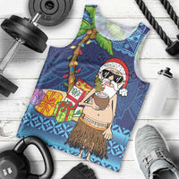 The Funny Santa Wears Sulu Christmas Men Tank Top Fijian Christmas Palm Tree With Masi Art Tattoo LT03 - Polynesian Pride