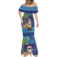 The Funny Santa Wears Sulu Christmas Mermaid Dress Fijian Christmas Palm Tree With Masi Art Tattoo LT03 - Polynesian Pride