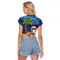 The Funny Santa Wears Sulu Christmas Raglan Cropped T Shirt Fijian Christmas Palm Tree With Masi Art Tattoo LT03 - Polynesian Pride