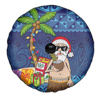 The Funny Santa Wears Sulu Christmas Spare Tire Cover Fijian Christmas Palm Tree With Masi Art Tattoo LT03 - Polynesian Pride