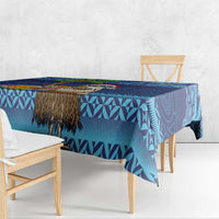 The Funny Santa Wears Sulu Christmas Tablecloth Fijian Christmas Palm Tree With Masi Art Tattoo LT03 - Polynesian Pride