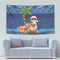 The Funny Santa Wears Sulu Christmas Tapestry Fijian Christmas Palm Tree With Masi Art Tattoo LT03 - Polynesian Pride