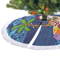 The Funny Santa Wears Sulu Christmas Tree Skirt Fijian Christmas Palm Tree With Masi Art Tattoo LT03 - Polynesian Pride