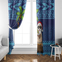 The Funny Santa Wears Sulu Christmas Window Curtain Fijian Christmas Palm Tree With Masi Art Tattoo LT03 - Polynesian Pride